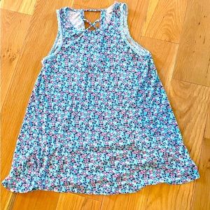 Pink Rose Tank Top, Small, Blue/Red Flowers, Back Straps, and Fit is Loose